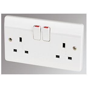 SWITCH SOCKET 2G CLIPSAL 13A W NEON